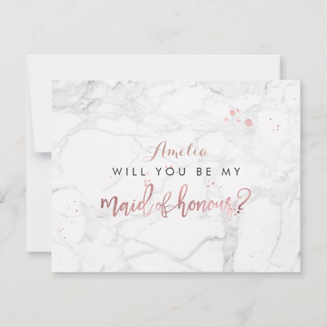 PixDezines Marble /Faux Rose Gold Will you.. Invitation (Front)