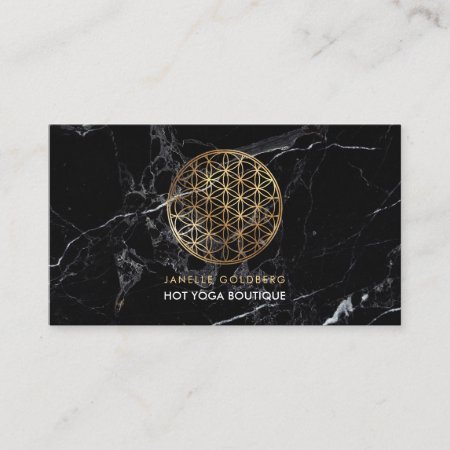 Pixdezines Marble/flower Of Life/faux Gold Business Card