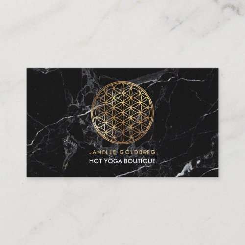 PixDezines MarbleFlower of LifeFaux Gold Business Card