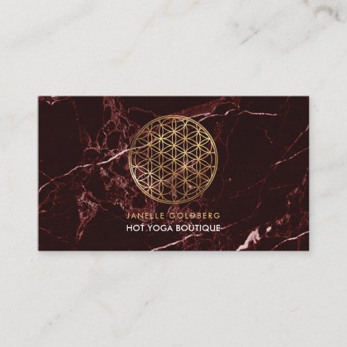 PixDezines MarbleFlower of LifeFaux Gold Business Card