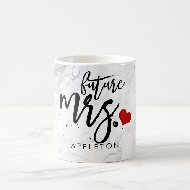 PixDezines Marble Future Mrs Modern Brush Script Coffee Mug (Center)