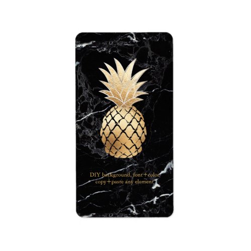 PixDezines MarbleHawaiian Pineapple Faux Gold Label