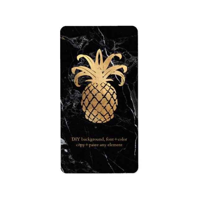 PixDezines Marble+Hawaiian Pineapple Faux Gold Label (Front)
