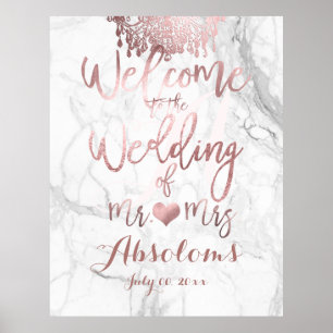 PixDezines Marble/Rose Gold Chandelier/Reception Poster