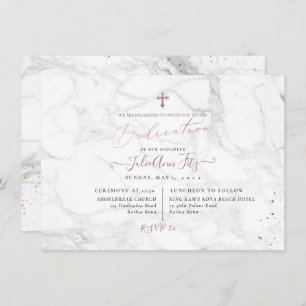 PixDezines Marble Rose Gold Dedication Invitation