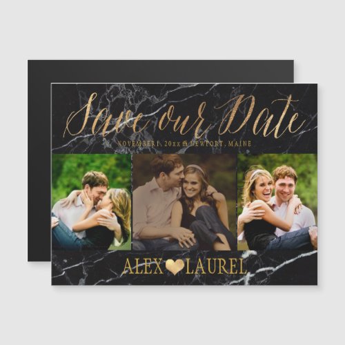 PixDezines Marble Save Our DateFaux Gold Magnetic Invitation