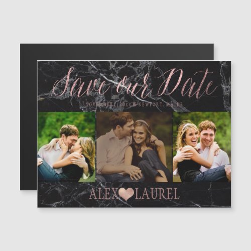 PixDezines Marble Save Our DateFaux Rose Gold Magnetic Invitation