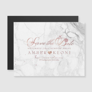 PixDezines Marble Save Our Date/Faux Rose Gold Magnetic Invitation