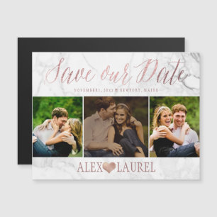 PixDezines Marble Save Our Date/Faux Rose Gold Magnetic Invitation