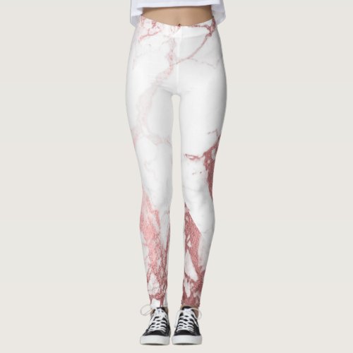 PixDezines Marble SlabRose Gold Veins Leggings