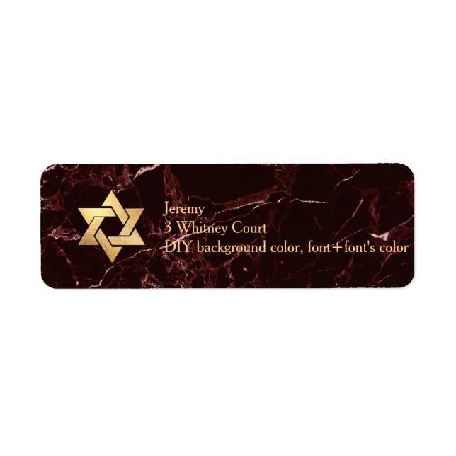 PixDezines Marsala Red Marble Star of Daivd Label (Front)