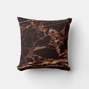PixDezines Masala Red+Blue Marble+Faux Gold Throw Pillow