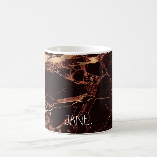 PixDezines MASALA RED MARBLE FAUX GOLD VEINS Coffee Mug (Center)