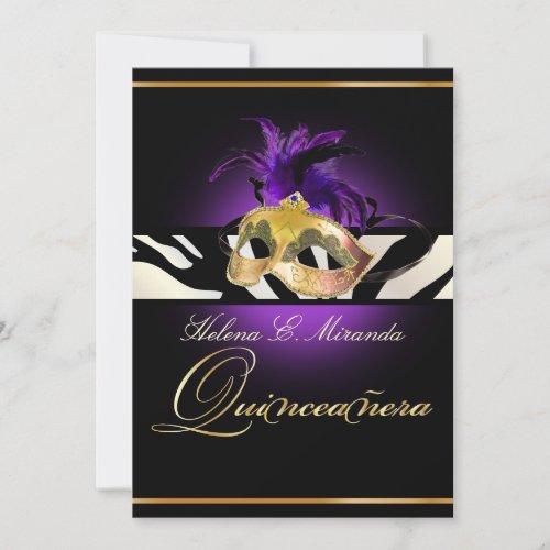 PixDezines MasqueradepurpleZebraDIY color Invitation