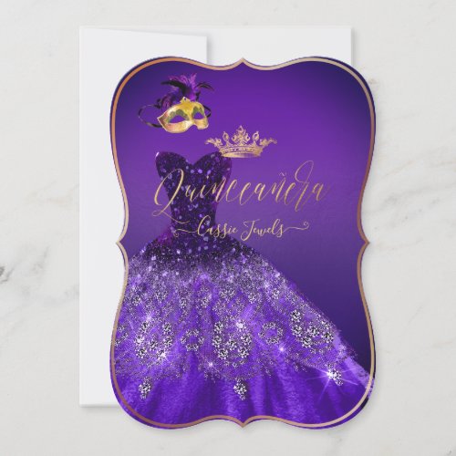 PixDezines Masquerade Quinceanera Dark Purple Invitation