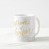 PixDezines Matron of Honor/Marble+Faux Gold/Script Coffee Mug (Front Right)
