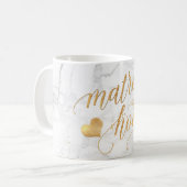 PixDezines Matron of Honor/Marble+Faux Gold/Script Coffee Mug (Front Left)
