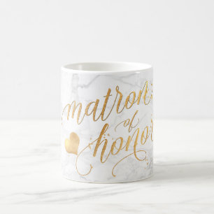 PixDezines Matron of Honor/Marble+Faux Gold/Script Coffee Mug