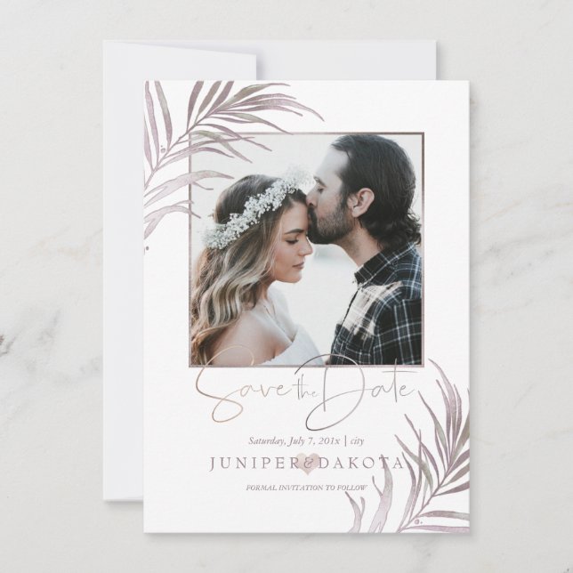 PixDezines MAUVE PALMS SAVE THE DATE (Front)