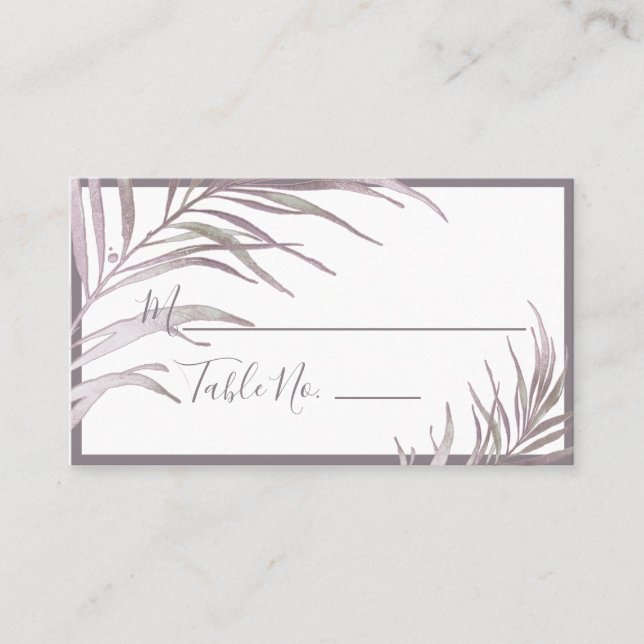 PixDezines Mauve Watercolor Palms Place Cards (Front)