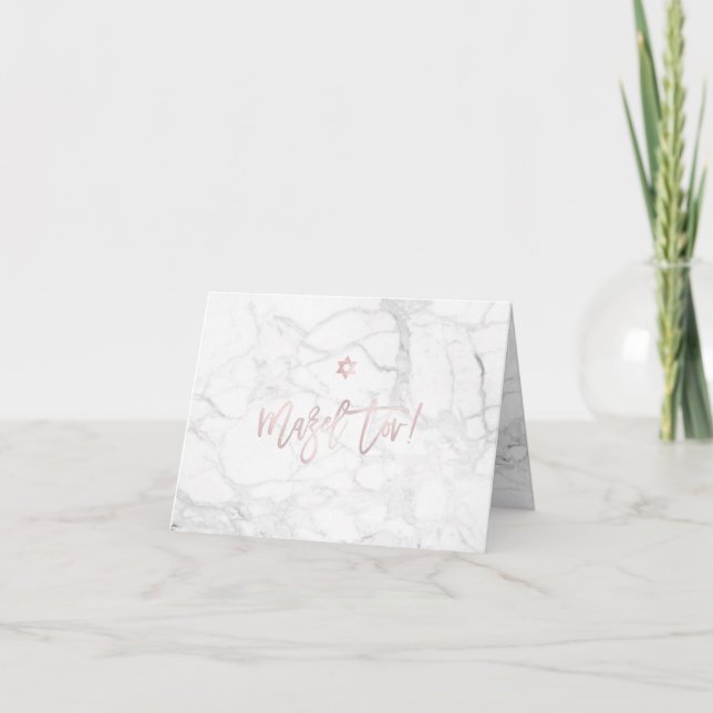 PixDezines Mazel Tov, Marble+ Blush Pink Script Card (Front)