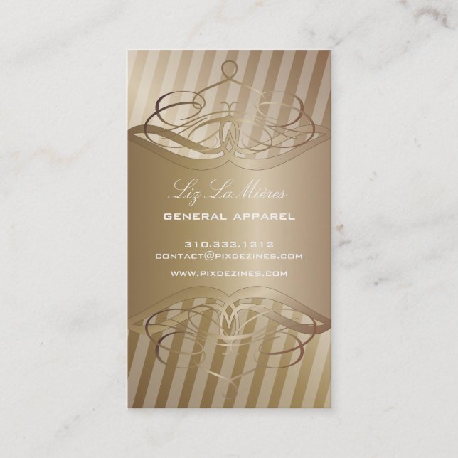 PixDezines Medium Stripes + Faux Copper Business Card (Front)