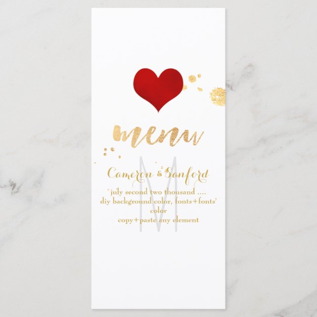 PixDezines Menu DIY Color/Big Red Heart (Front)