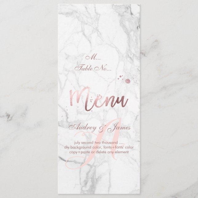 PixDezines Menu Faux Rose Gold+Black Stripes (Front)