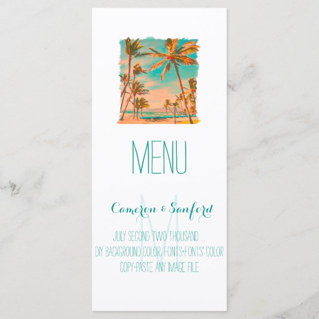 PixDezines menu vintage hawaii beach/teal (Front)