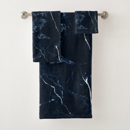 PixDezines MIDNIGHT BLUE MARBLE Bath Towel Set