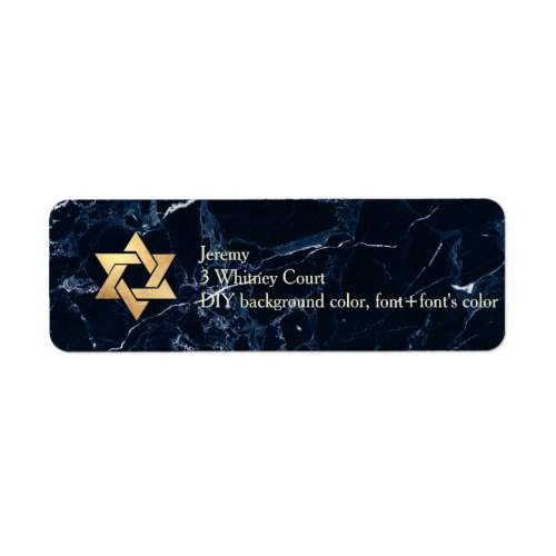 PixDezines Midnight Blue Marble Star of David Label