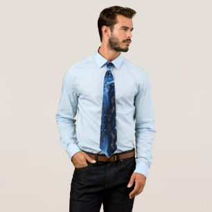 PixDezines Midnight Blue Waves God Dust Neck Tie
