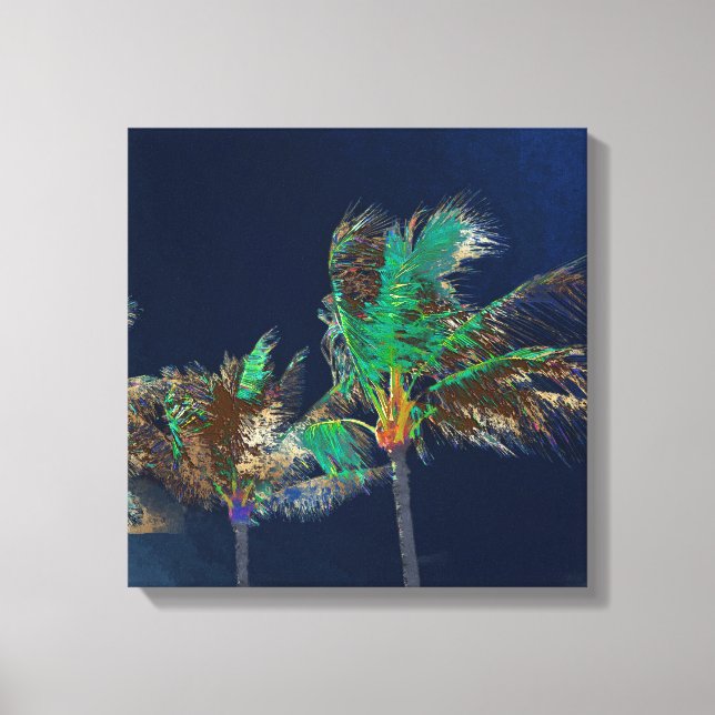 PixDezines Midnight Breeze/Palm Trees Canvas Print (Front)