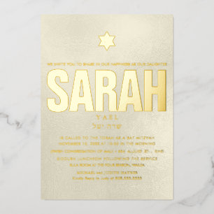 PixDezines Minimalist DIY Bat Mitzvah Foil Invitation