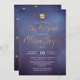 PixDezines Minimalist Ombre Blue Mitzvah, Script Invitation