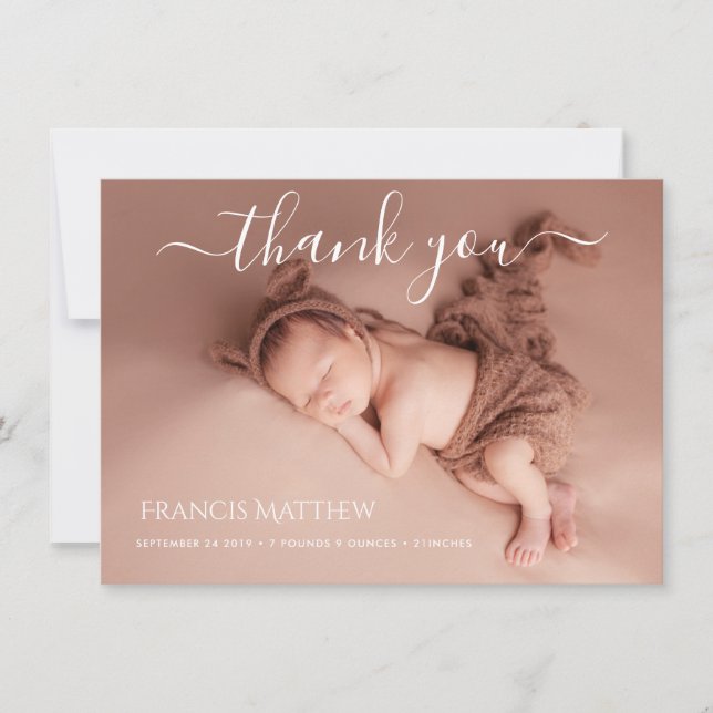 PixDezines Minimalist Photos Thank You Birth  Invitation (Front)