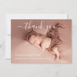 PixDezines Minimalist Photos Thank You Birth Invitation