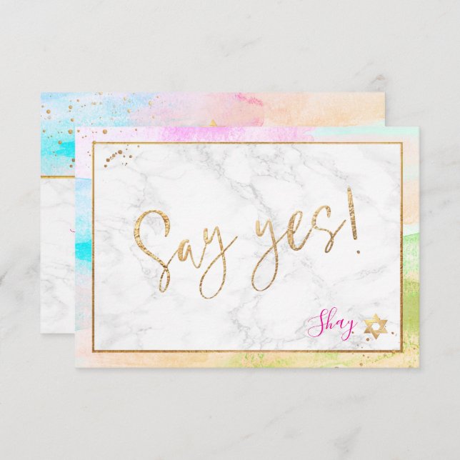 PixDezines Mitzvah✡ Abstract H2 Pastel Wave  RSVP Card (Front/Back)