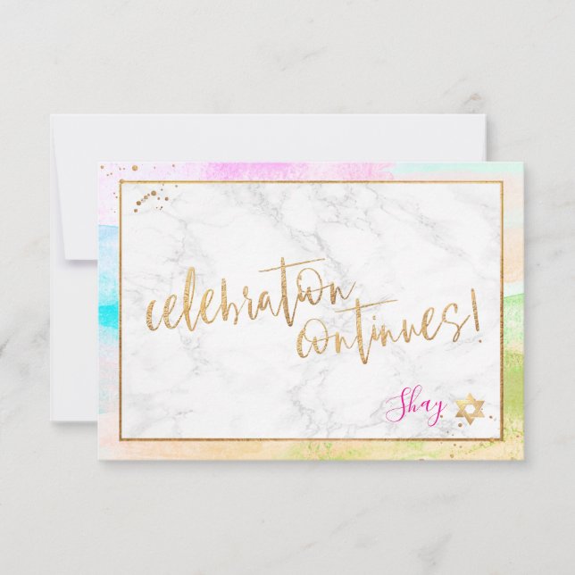 PixDezines Mitzvah✡ Party Abstract H2 Pastel Wave RSVP Card (Front)