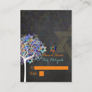 PixDezines mitzvah place cards/tree of life Card