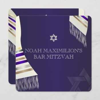 Pixdezines Mitzvah/purple Tallit/diy Background Invitation by custom_mitzvah at Zazzle