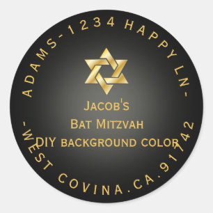 PixDezines mitzvah return address/DIY color Classic Round Sticker