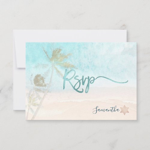 PixDezines Mitzvah RSVP Breezy Beach Palm Trees 