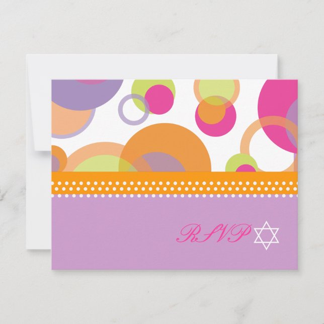 PixDezines Mod Bubbles RSVP to Bat  Mitvah Card (Front)