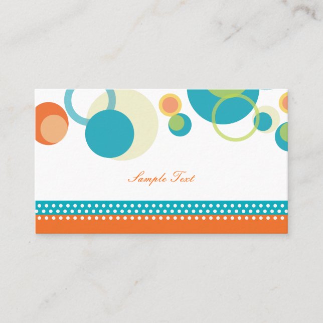 PixDezines Mod Bubles/mitzvah place cards/teal Card (Front)