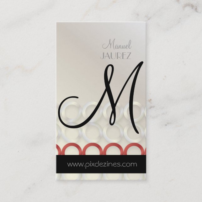 PixDezines Mod Rings, monogram Business Card (Front)