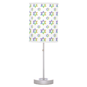 PixDezines mod star of david pattern/purple/green Table Lamp
