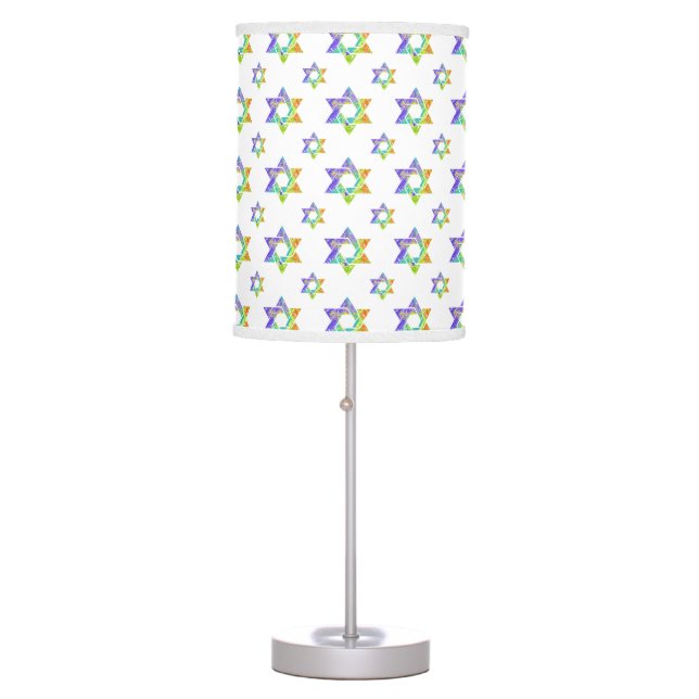 PixDezines mod star of david pattern/purple/green Table Lamp (Front)