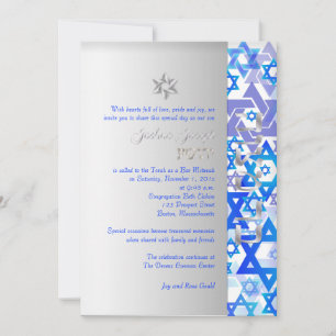 PixDezines mod stars/Bar Mitzvah/dark blue/silver Invitation