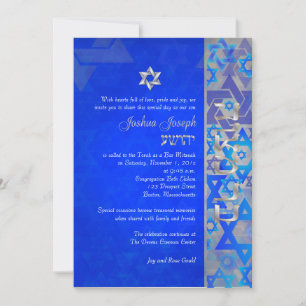 PixDezines mod stars/Bar Mitzvah/dark blue/silver Invitation
